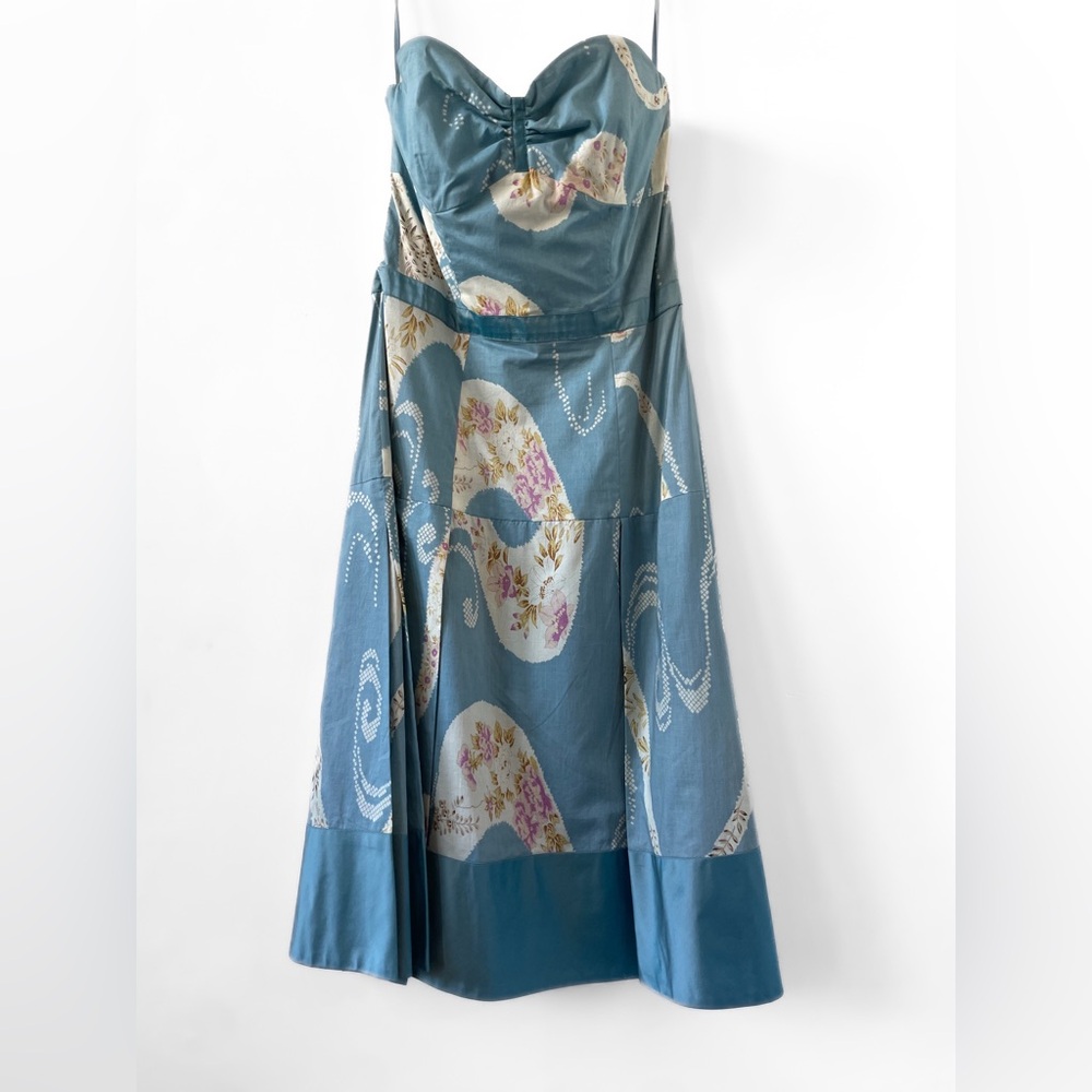 Tracy Reese Strapless Dress - Blue and White Floral